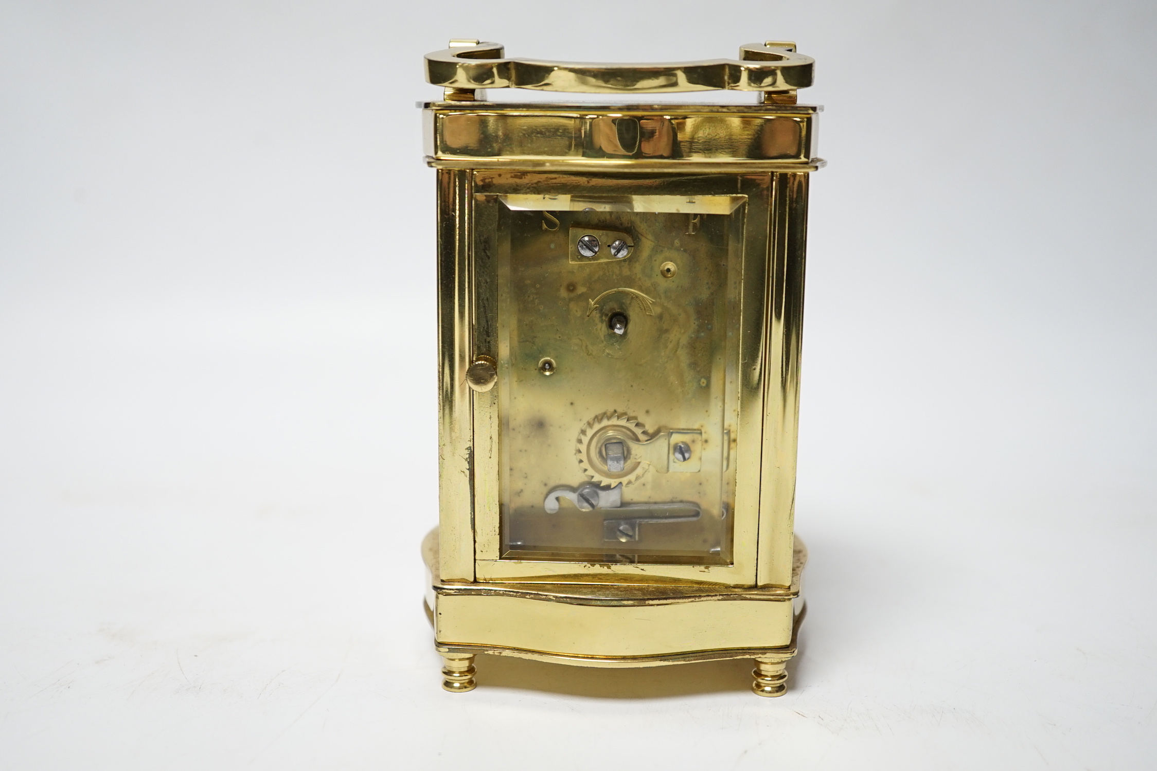 A cased carriage timepiece, P. Orr and Sons, Madras, timepiece 11.5 cm high